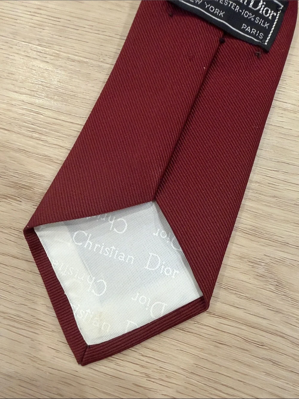 Christian Dior Men's Burgundy Solid Tie - Classic Business Style